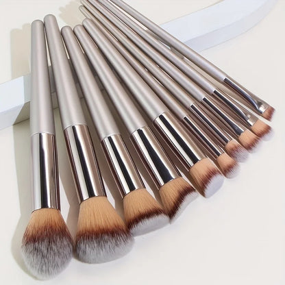 10PCS Champagne Gold Brush Set