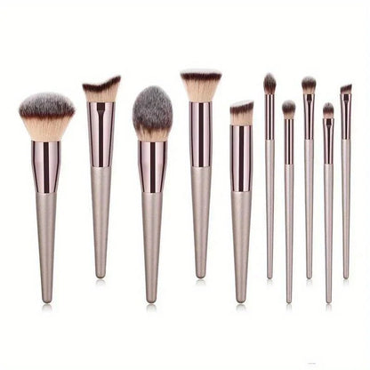 10PCS Champagne Gold Brush Set